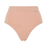 Image of the Six Ada seamless ribbed high rise knicker in Nude Blush colour. Suitable to wear throughout pregnancy, maternity and post C section