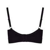 Image of the Six Ada modern ribbed seamless black nursing bra. Suitable for pregnancy and breastfeeding, supportive and comfortable.