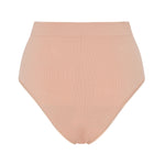 Image of the Six Ada seamless ribbed  high rise knicker in Nude Blush colour. Suitable to wear throughout pregnancy, maternity and post C section