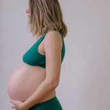 Six Maya green cotton rib jersey soft nursing bra, soft bra, maternity, breastfeeding