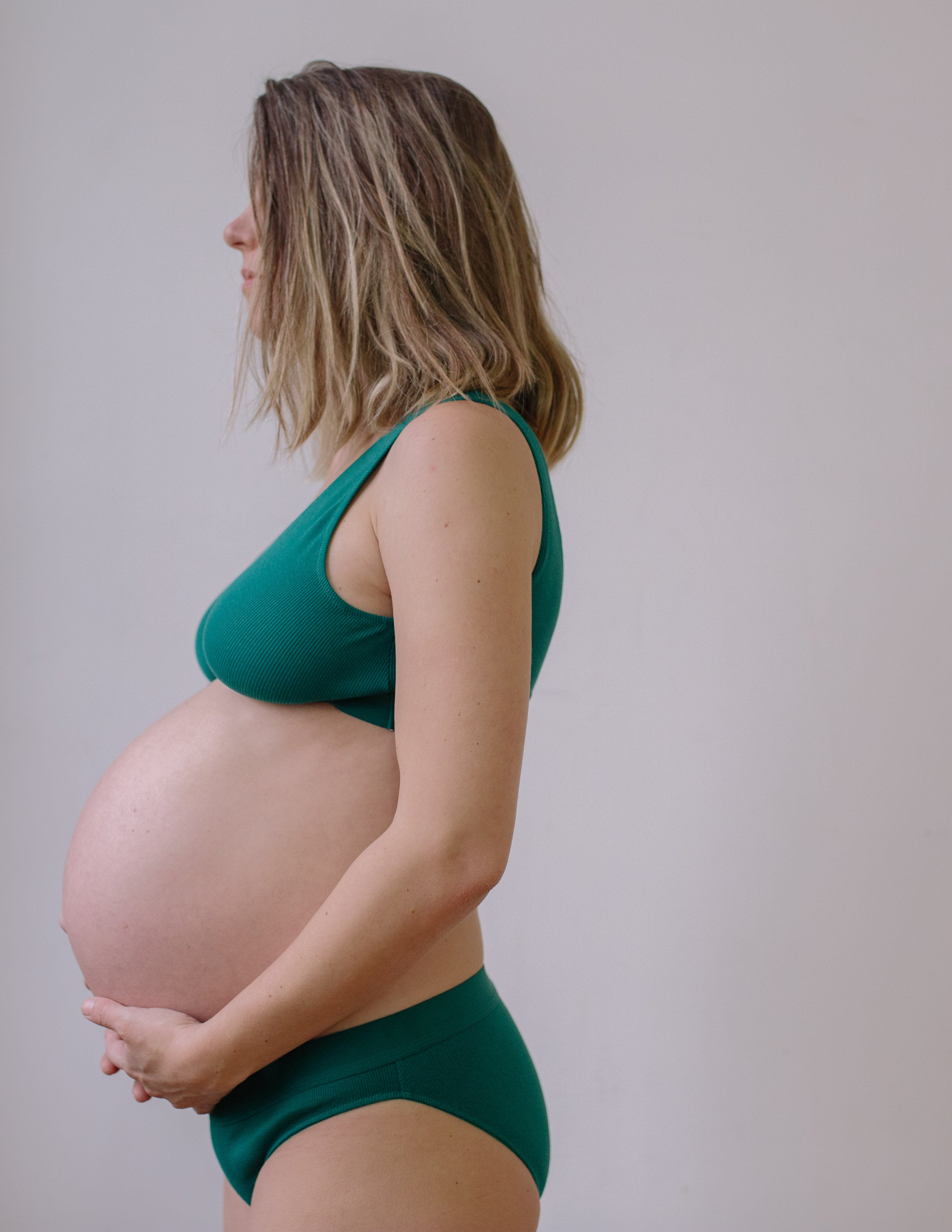 Six Maya green cotton rib jersey soft nursing bra, soft bra, maternity, breastfeeding