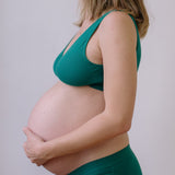 Six Maya green cotton rib jersey soft nursing bra, soft bra, maternity, breastfeeding