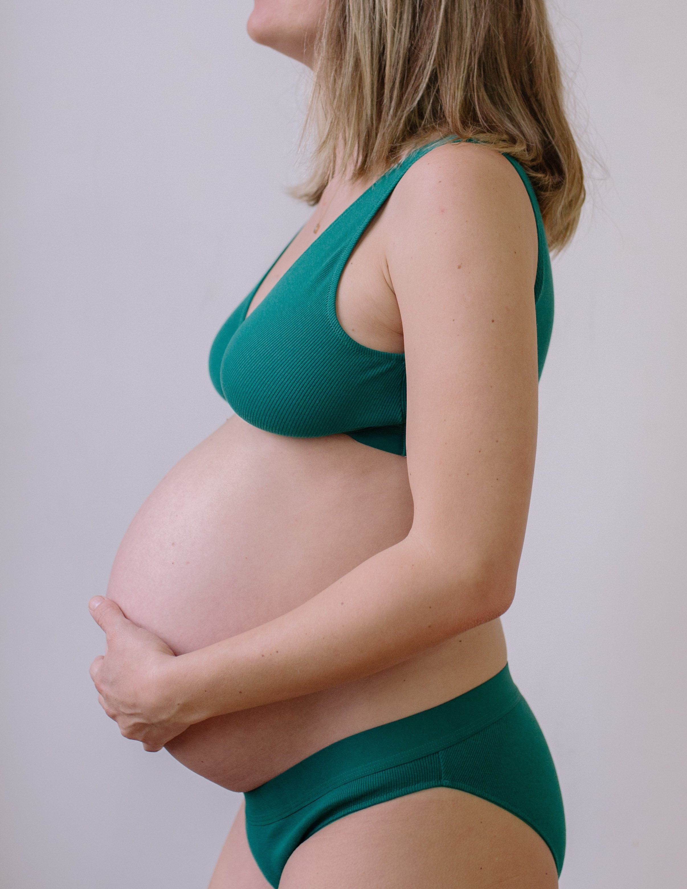 Six Maya green cotton rib jersey soft nursing bra, soft bra, maternity, breastfeeding