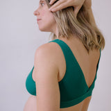 Six Maya green cotton rib jersey soft nursing bra, soft bra, maternity, breastfeeding