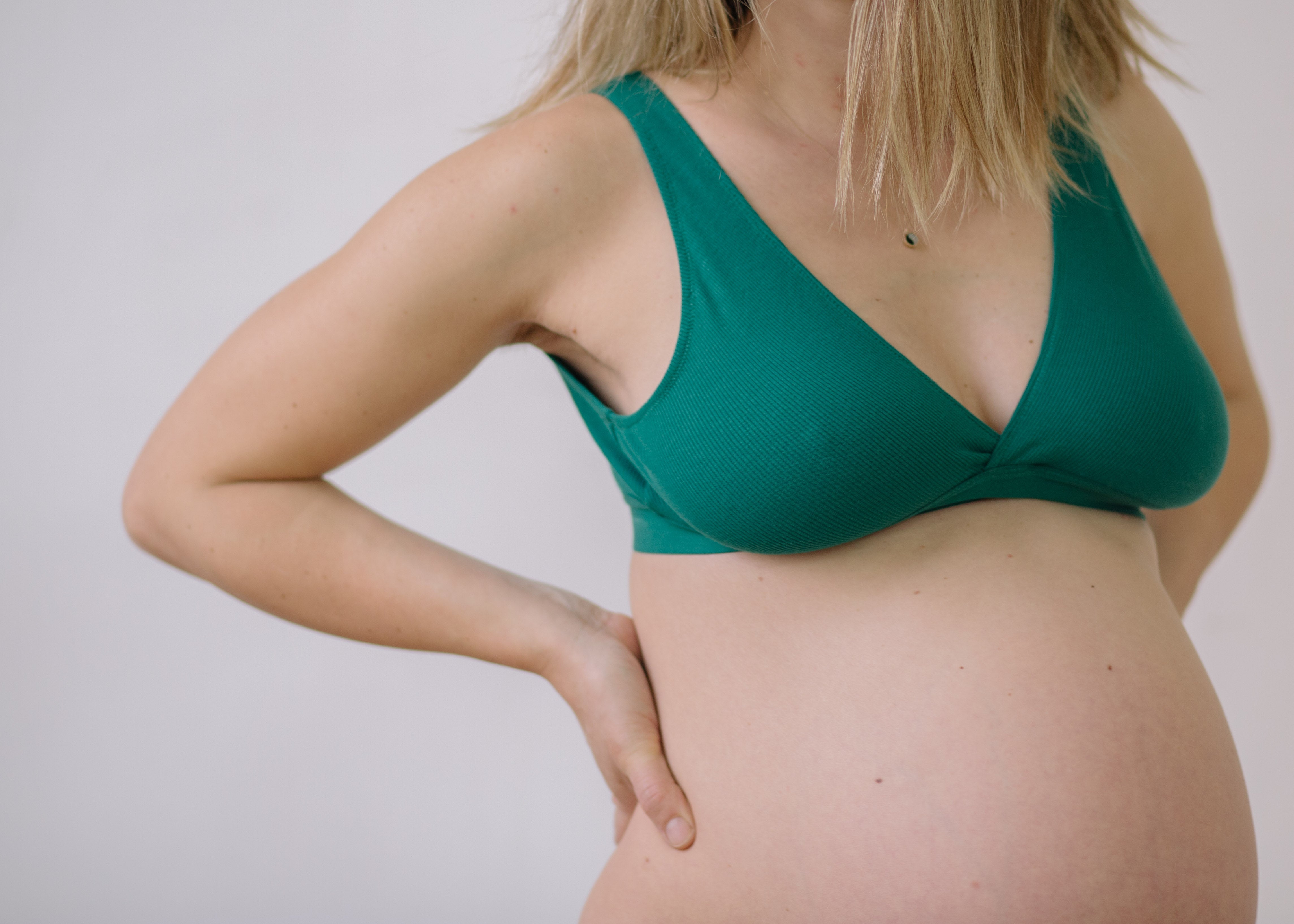 Six Maya green cotton rib jersey soft nursing bra, soft bra, maternity, breastfeeding