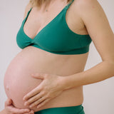 Six Maya Nursing bra, modern maternity, pregnancy, breastfeeding, cotton rib jersey Pine Green