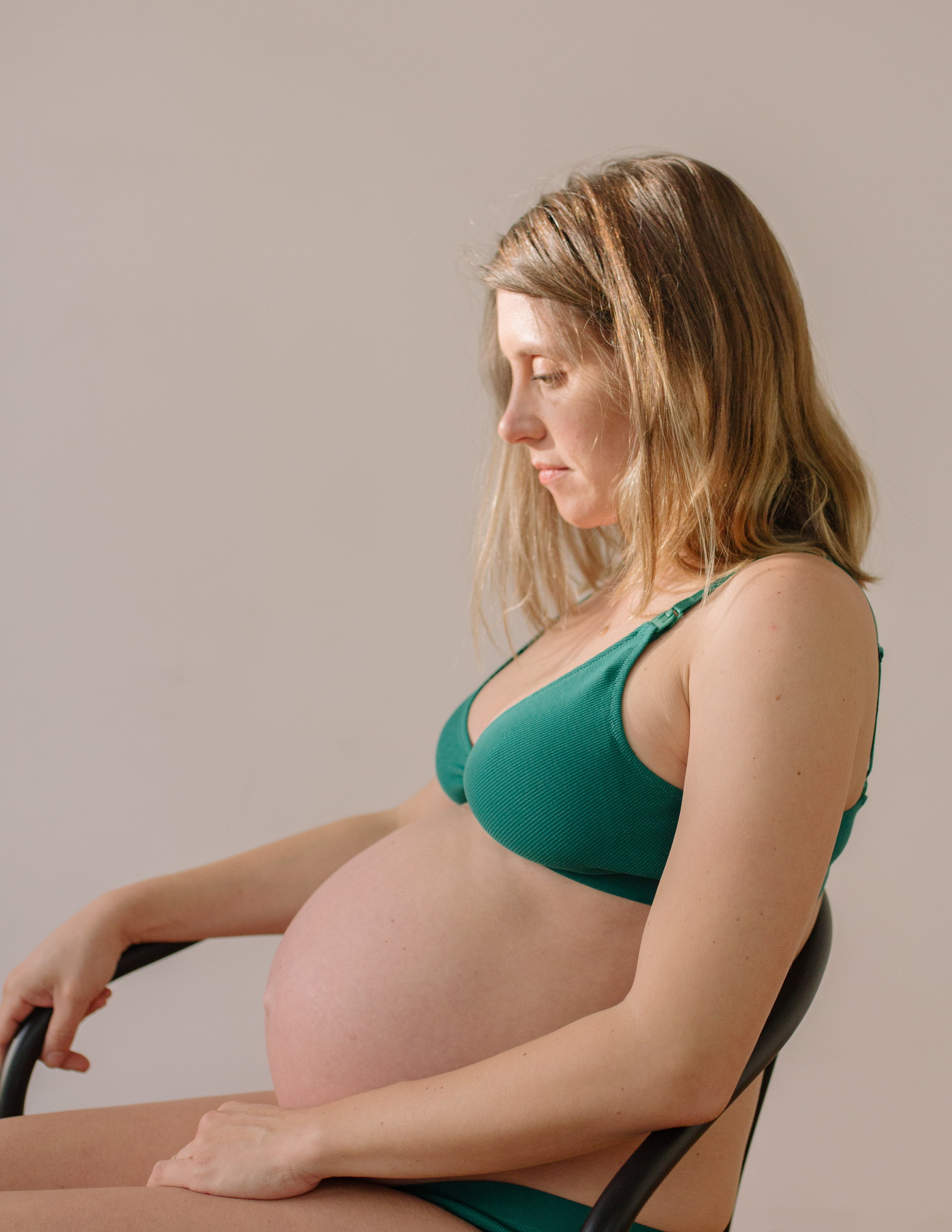 Six Maya Nursing bra, modern maternity, pregnancy, breastfeeding, cotton rib jersey Pine Green