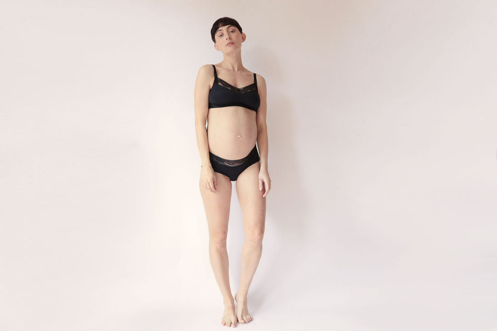 Six Black Rosa Lace and microfibre nursing bra, breastfeeding, pregnancy, comfortable and supportive