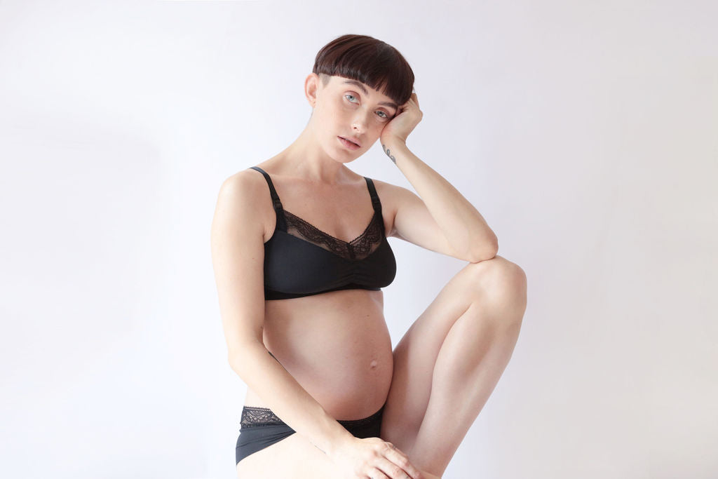 Six Black Rosa Lace and microfibre nursing bra, breastfeeding, pregnancy, comfortable and supportive