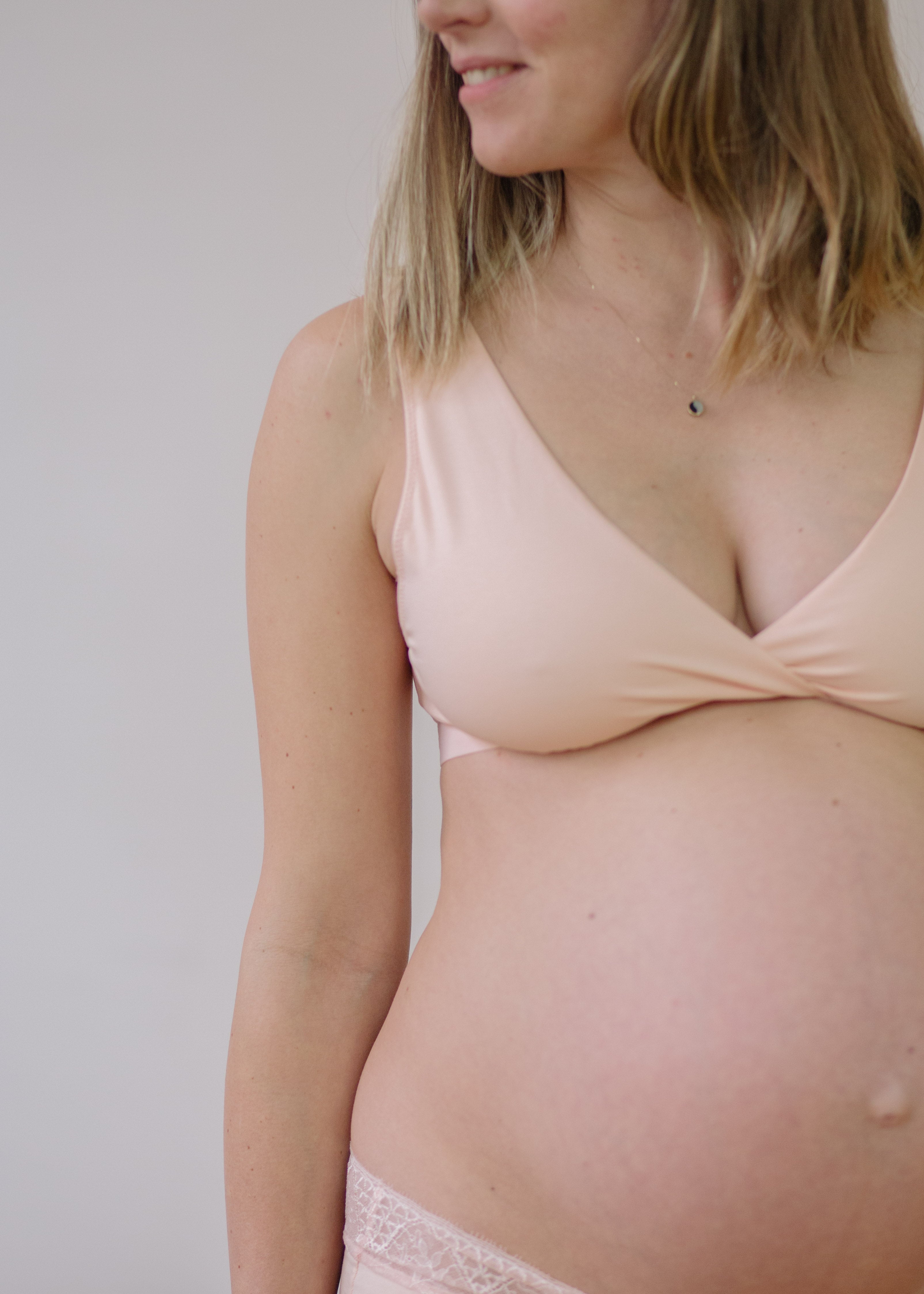 Six Florence nursing bra, pregnancy bra, sleep bra, jersey and lace, peach nude