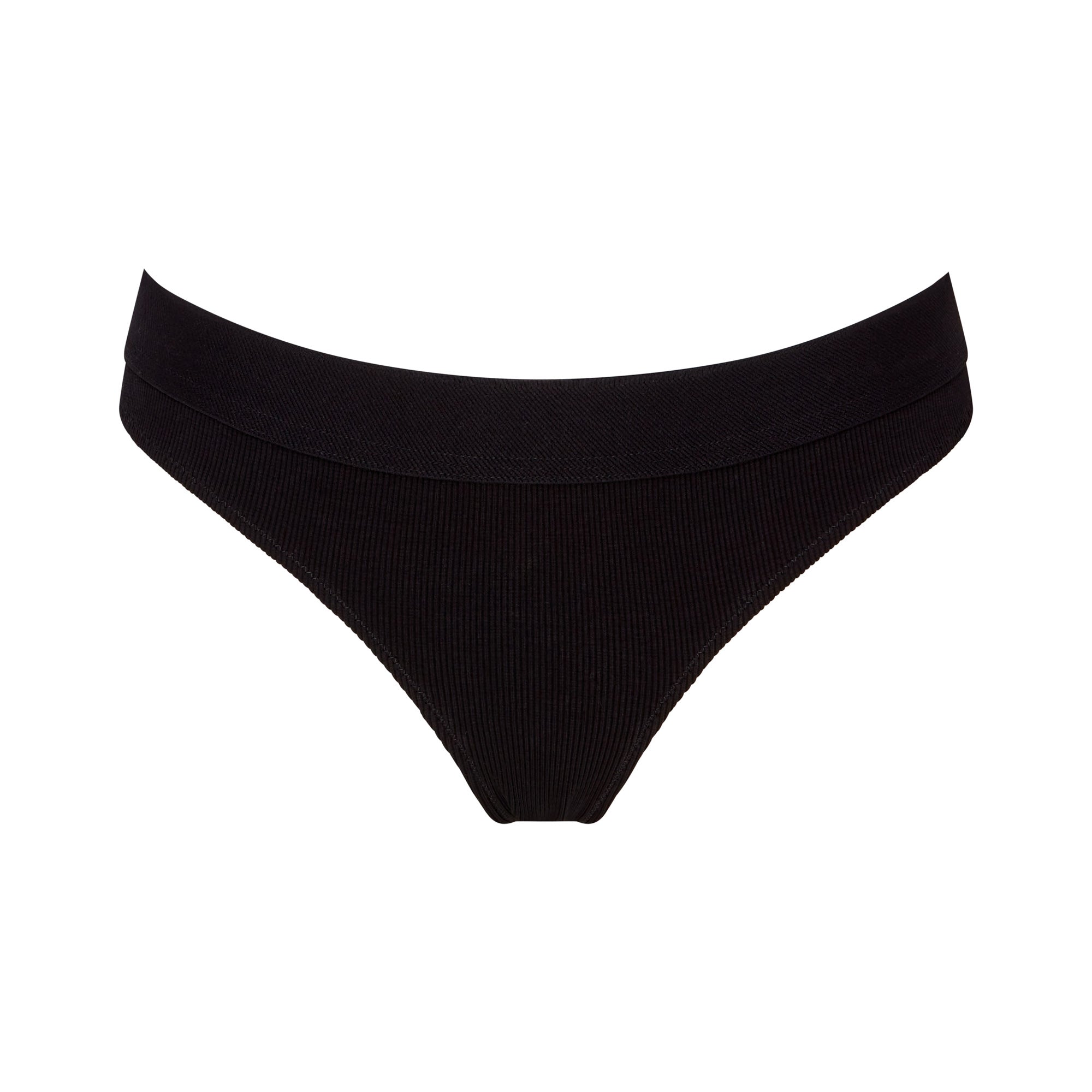 Six Maya black cotton rib jersey knicker brief