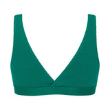 Six Maya green cotton rib jersey soft nursing bra, soft bra, maternity, breastfeeding