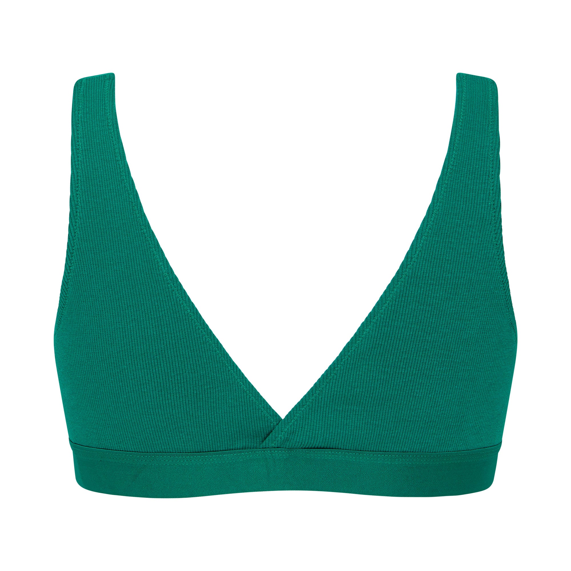 Six Maya green cotton rib jersey soft nursing bra, soft bra, maternity, breastfeeding
