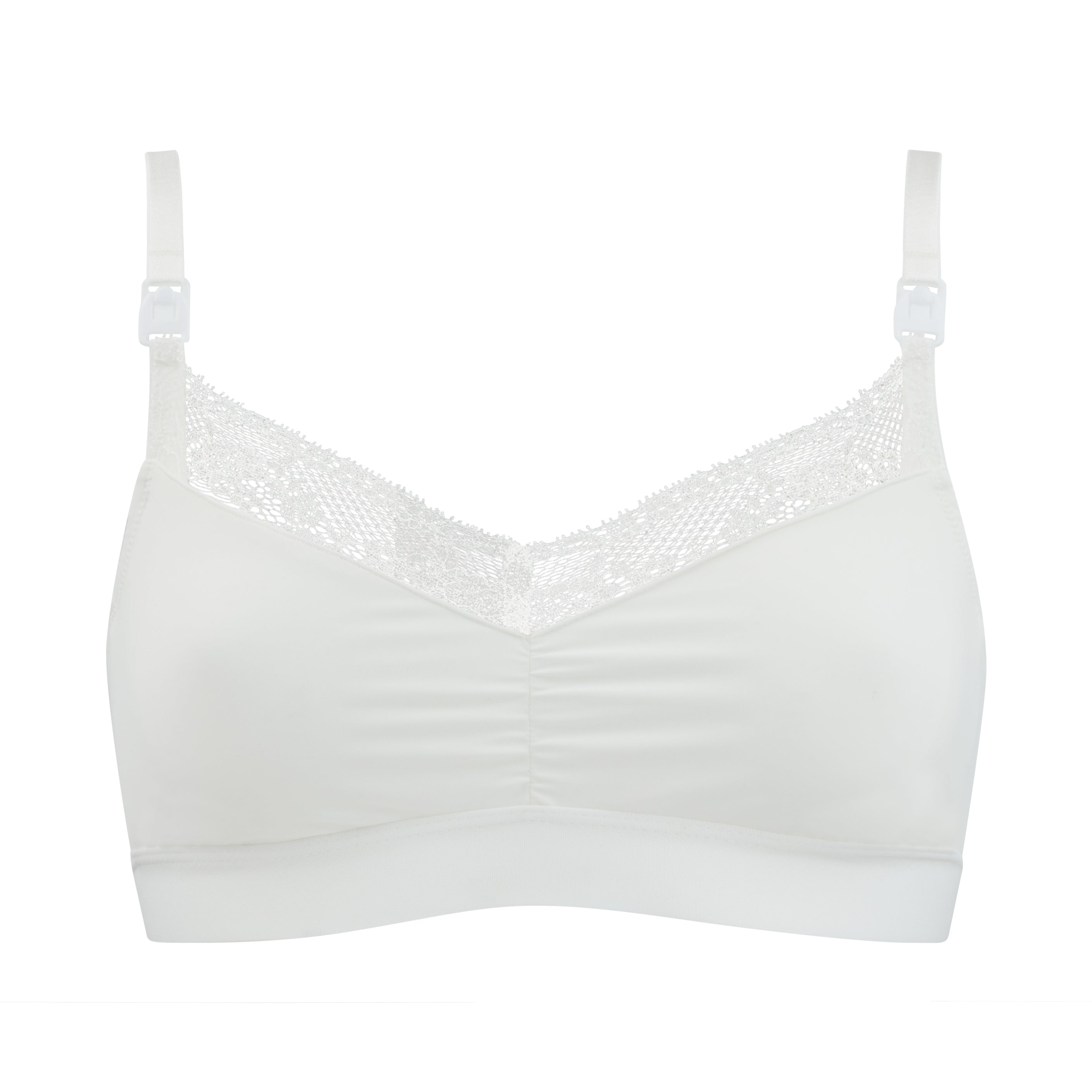 Six  White Rosa Lace and microfibre nursing bra, breastfeeding, pregnancy, comfortable and supportive