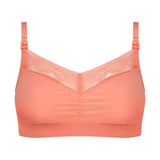Six Salmon coloured, peach, nude, Rosa Lace and microfibre nursing bra, breastfeeding, pregnancy, comfortable and supportive