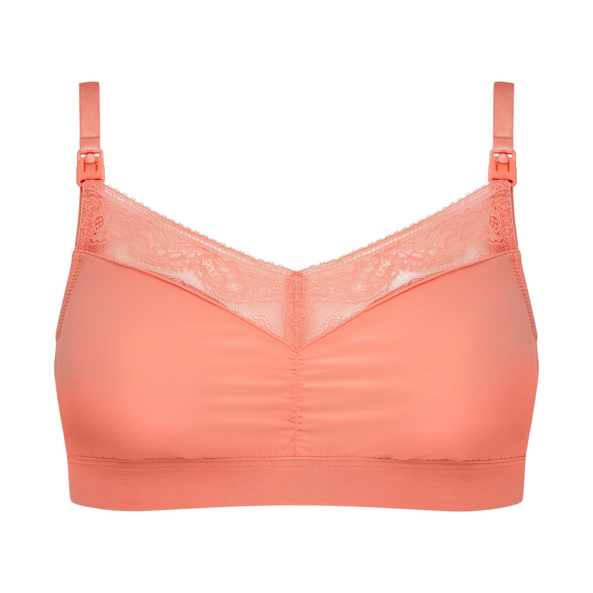 Six Salmon coloured, peach, nude, Rosa Lace and microfibre nursing bra, breastfeeding, pregnancy, comfortable and supportive