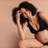 Six Maya Black cotton rib jersey soft nursing bra, soft bra, maternity, breastfeeding