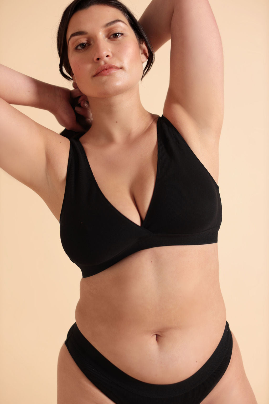 Six Maya Black cotton rib jersey soft nursing bra, soft bra, maternity, breastfeeding