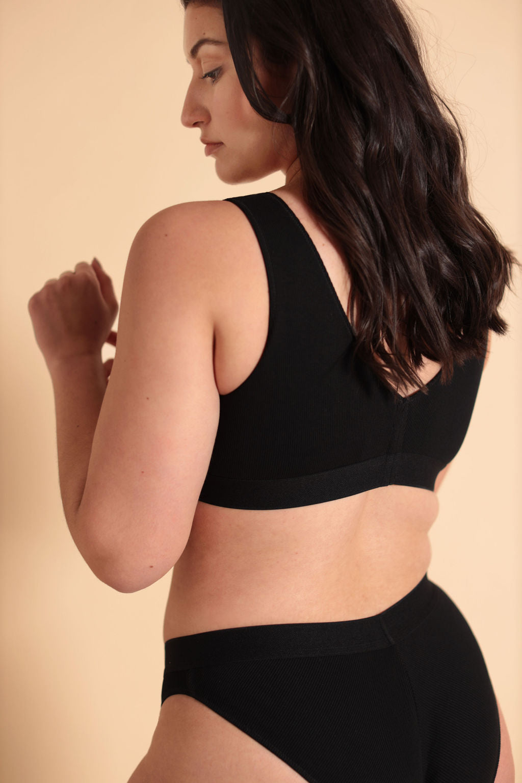 Six Maya Black cotton rib jersey soft nursing bra, soft bra, maternity, breastfeeding
