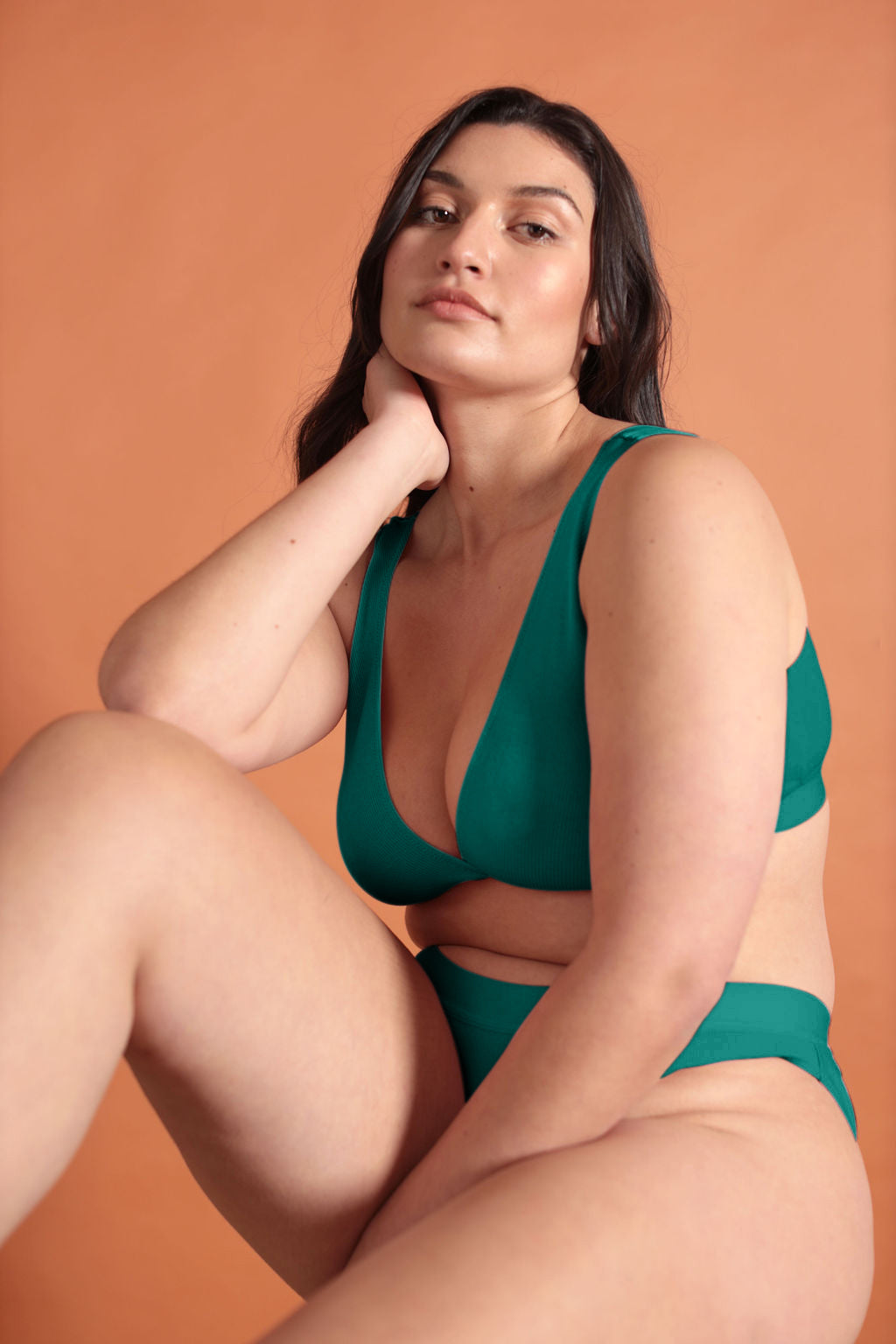 Six Maya green cotton rib jersey soft nursing bra, soft bra, maternity, breastfeeding