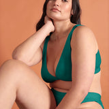 Six Maya green cotton rib jersey soft nursing bra, soft bra, maternity, breastfeeding