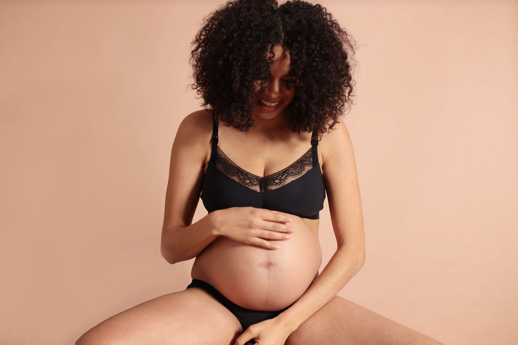 Six Black Rosa Lace and microfibre nursing bra, breastfeeding, pregnancy, comfortable and supportive