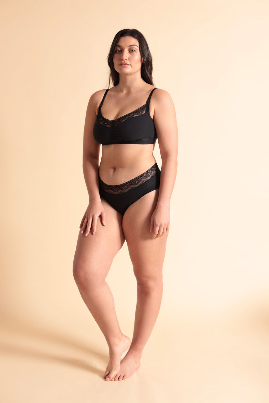 Six Black Rosa Lace and microfibre nursing bra, breastfeeding, pregnancy, comfortable and supportive
