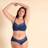 Six Blue Rosa Lace and microfibre nursing bra, breastfeeding, pregnancy, comfortable and supportive