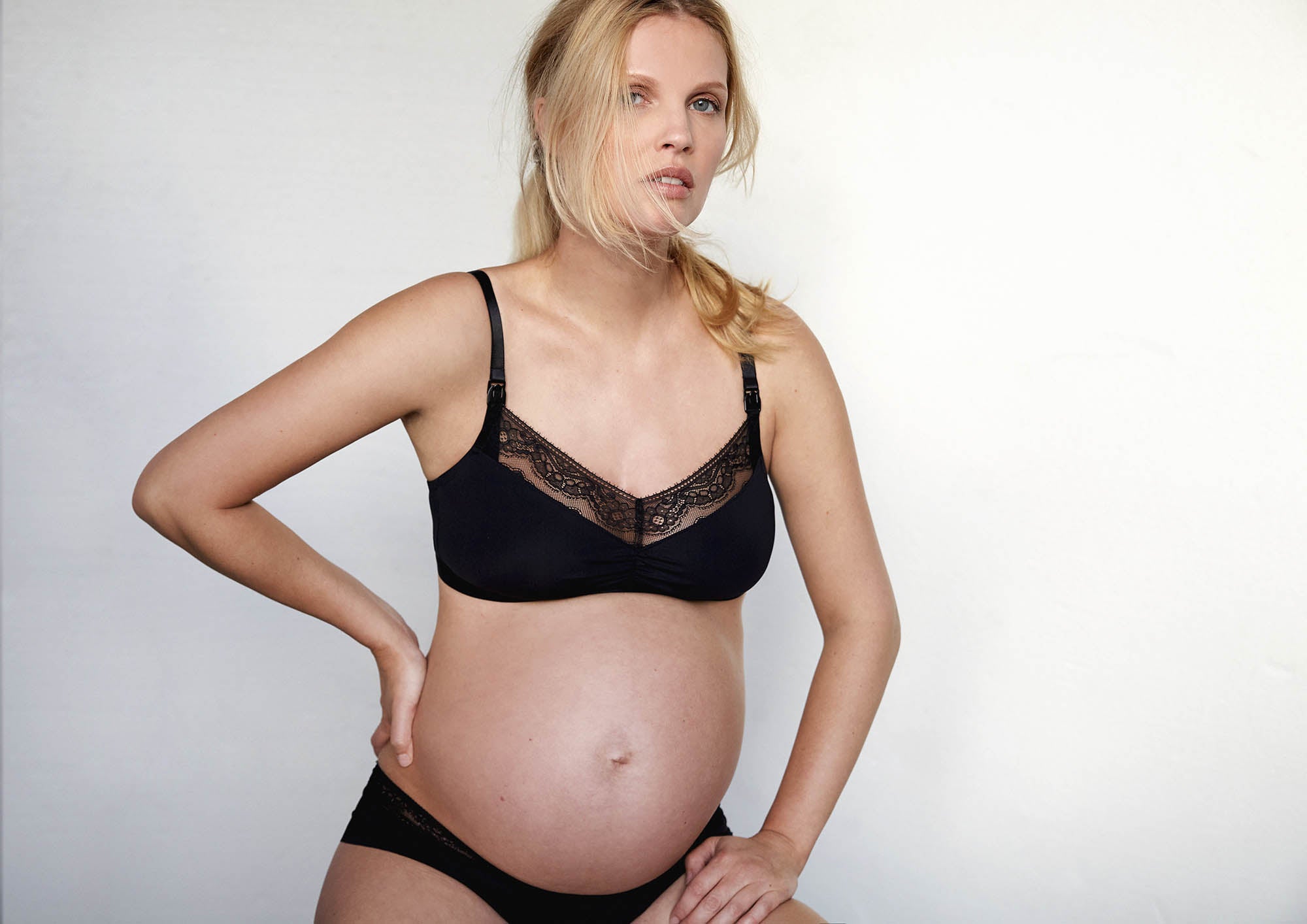 Six Black Rosa Lace and microfibre nursing bra, breastfeeding, pregnancy, comfortable and supportive