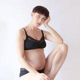 Six Black Rosa Lace and microfibre nursing bra, breastfeeding, pregnancy, comfortable and supportive