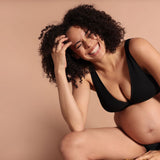 Six Maya Black cotton rib jersey soft nursing bra,  soft bra, maternity, breastfeeding