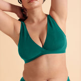 Six Maya green cotton rib jersey soft nursing bra,  soft bra, maternity, breastfeeding